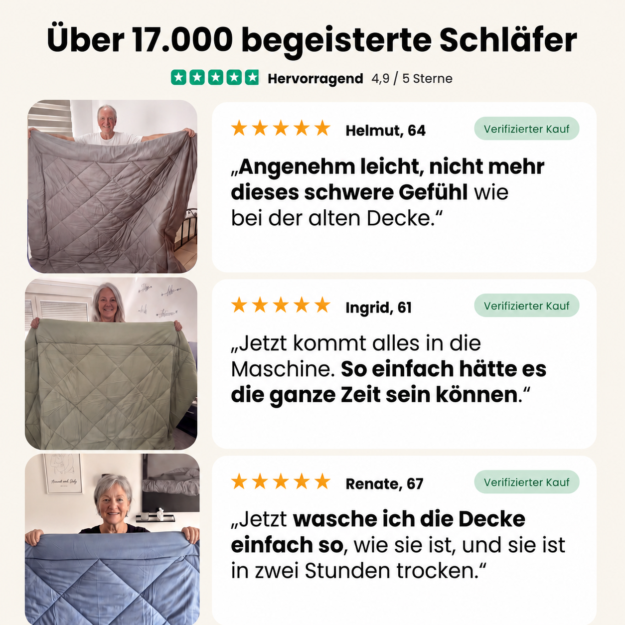 EasySleep® – 2-in-1 Ganzjahresdecke. Schnelltrocknend & ohne Bettwäsche