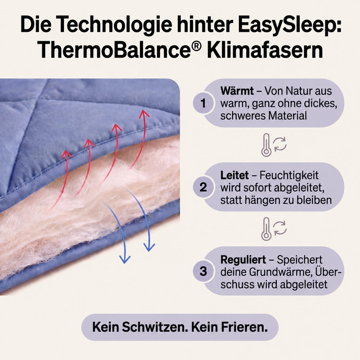 EasySleep® – 2-in-1 Ganzjahresdecke. Schnelltrocknend & ohne Bettwäsche