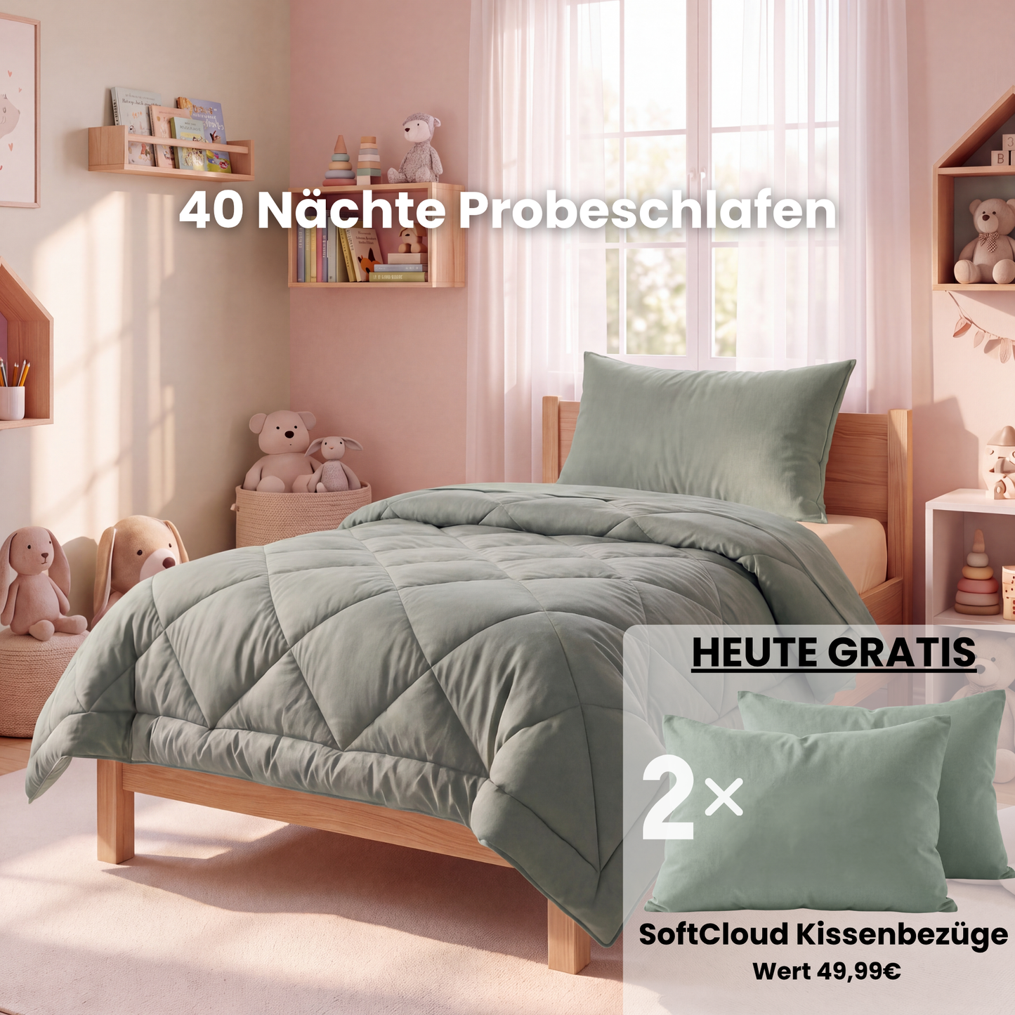 EasySleep® Kidsdecke – Die schnelltrocknende 2-in-1 Kinderdecke, die Bettwäsche überflüssig macht.