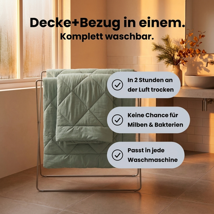 EasySleep® – Die schnelltrocknende 2-in-1 Ganzjahresdecke, die Bettwäsche überflüssig macht.