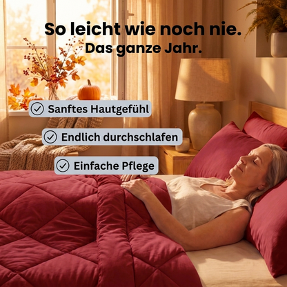 EasySleep® – Die schnelltrocknende 2-in-1 Ganzjahresdecke, die Bettwäsche überflüssig macht.