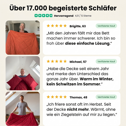 EasySleep® – Die schnelltrocknende 2-in-1 Ganzjahresdecke, die Bettwäsche überflüssig macht.