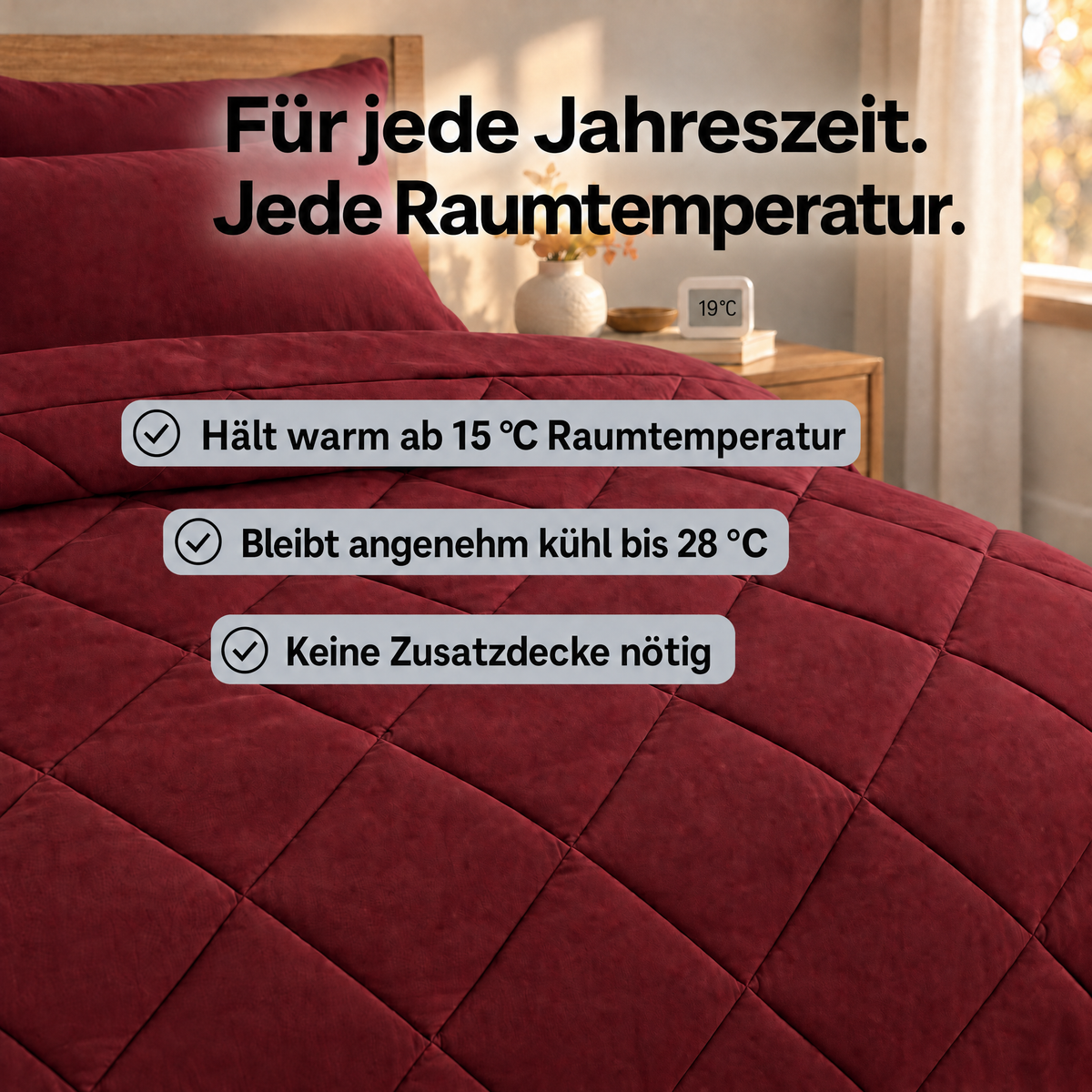 EasySleep® - Ganzjährig temperaturregulierend. Decke und Bezug in einem.